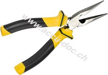 Flachzange halbrund 160 mm, Schwarz-Gelb - mit geriffelten Backen (5 cm) 