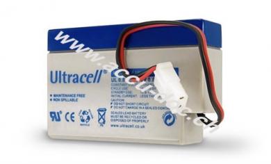 UL Bleiakku 12 V, 0,8 Ah (UL0.8-12), weiß-blau - AMP-Stecker Bleiakku, VdS 