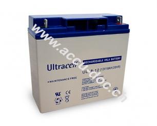 UL Bleiakku 12 V, 18 Ah (UC18-12), weiß-blau - Gewinde (M5) Bleiakku, VdS 