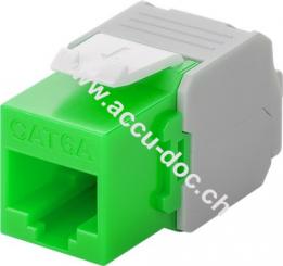 Keystone Modul RJ45 CAT 6A, UTP, Grün - 16,5 mm breit, Krokodil-Typ, Klemmleiste für werkzeugfreie LSA-Montage 