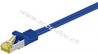 RJ45 Patchkabel CAT 6A S/FTP (PiMF), 500 MHz mit CAT 7 Rohkabel, blau, 0.25 m - LSZH halogenfreier Kabelmantel, Kupfer, RJ45-Stecker (CAT 6A) 