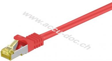 RJ45 Patchkabel CAT 6A S/FTP (PiMF), 500 MHz mit CAT 7 Rohkabel, rot, 0.25 m - LSZH halogenfreier Kabelmantel, Kupfer, RJ45-Stecker (CAT 6A) 