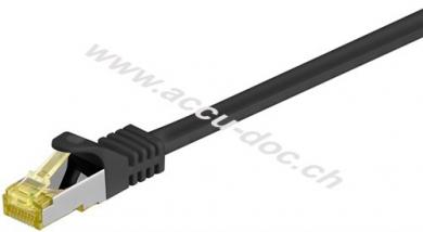 RJ45 Patchkabel CAT 6A S/FTP (PiMF), 500 MHz mit CAT 7 Rohkabel, schwarz, 0.25 m - LSZH halogenfreier Kabelmantel, Kupfer, RJ45-Stecker (CAT 6A) 