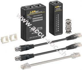 Netzwerk-Kabeltester-Set, Schwarz - zur Prüfung von Netzwerk-Verbindungen mit CAT 5, CAT 6 oder CAT 7 und ISDN 