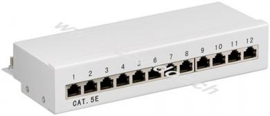 CAT 5e Mini/Desktop Patch Panel, 12 Port, (1 HE), Grau - STP geschirmt, grau 