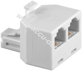 ISDN-T-Adapter, Weiß - RJ11/RJ14-Stecker (6P4C) > 2x RJ11/RJ14-Buchse (6P4C) 