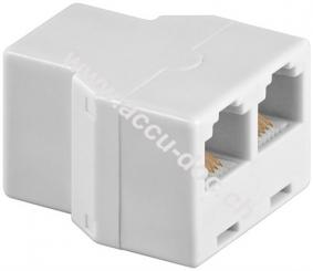 ISDN-T-Adapter, Weiß - RJ12-Buchse (6P6C) > 2x RJ12/RJ225-Buchse (6P6C) 