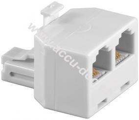 ISDN T-Adapter, Weiß - RJ12-Stecker (6P6C) > 2x RJ12/RJ225-Buchse (6P6C) 
