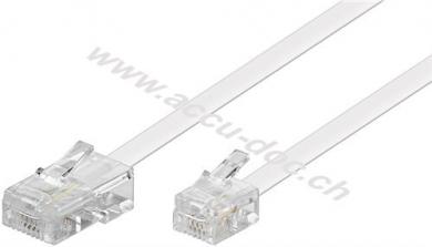 Telefonkabel (Modularkabel/Westernkabel), 10 m, Weiß - Kupferkaschierter Aluminiumleiter (CCA), RJ45-Stecker (8P4C) > RJ11/RJ14-Stecker (6P4C) 