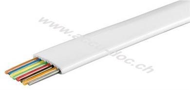 Telefonflachkabel 8-adrig, 100 m Rolle, AWG 28, CCA (kupferkaschiertes Aluminium), Weiß - Kupferkaschierter Aluminiumleiter (CCA) 