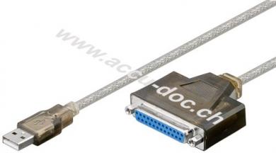USB-Druckerkabel, Transparent, 1.5 m - USB 2.0-Stecker (Typ A) > D-SUB/IEEE 1284-Buchse (25-polig) 