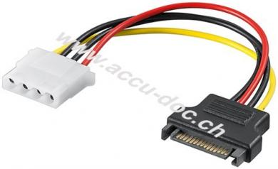 PC-Stromkabel/Stromadapter, SATA-Buchse zu 5.25-Buchse, 0.17 m, Gelb-Rot - SATA Standard Stecker > HDD/5,25 Zoll-Buchse (4-Pin) 