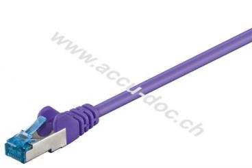 CAT 6A Patchkabel, S/FTP (PiMF), violett, 0.5 m - Kupferleiter (CU), halogenfreier Kabelmantel (LSZH) 