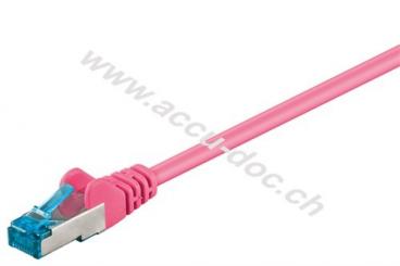 CAT 6A Patchkabel, S/FTP (PiMF), magenta, 1 m - Kupferleiter (CU), halogenfreier Kabelmantel (LSZH) 