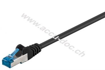 CAT 6A Patchkabel, S/FTP (PiMF), schwarz, 1 m - Kupferleiter (CU), halogenfreier Kabelmantel (LSZH) 