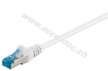 CAT 6A Patchkabel, S/FTP (PiMF), weiß, 1 m - Kupferleiter (CU), halogenfreier Kabelmantel (LSZH) 