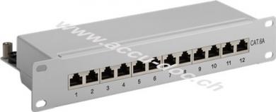 CAT 6a 10-Zoll (25,4 cm) Patch Panel, 12 Port, Grau - STP geschirmt, Grau 