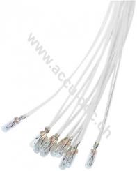 T1¼ Subminiatur-Glühlampe, 0,48 W, 0.48 W, Weiß, 0.3 m - Weiß, 0,3 m Kabel, 12 V (DC), 40 mA 