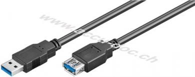 USB 3.0 SuperSpeed-Verlängerungskabel, Schwarz, 1.8 m - USB 3.0-Stecker (Typ A) > USB 3.0-Buchse (Typ A) 