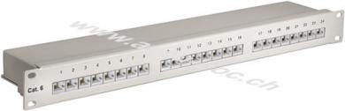 CAT 6 19-Zoll (48,3 cm) Patch Panel, 24 Port, (1 HE), Grau - STP geschirmt, grau 