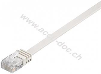 CAT 6 Flach-Patchkabel, U/UTP, weiß, 0.5 m - Kupferleiter (CU) 