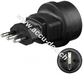 Netzadapter Italien, Schwarz - Schutzkontaktbuchse (Typ F, CEE 7/3) > Italien-Stecker (Typ L, CEI 23-16-VII) 