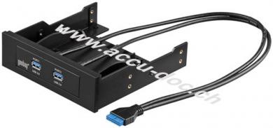 Frontpanel 2x USB 3.0, Schwarz - geeignet für den Einbau am PC in eine 3.5'' / 5.25'' Öffnung 