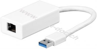 USB 3.0 Gigabit Ethernet Netzwerkkonverter, weiß, 0.1 m - zum Anschluss eines PC/MAC an ein Ethernet-Netzwerk über den USB-Anschluss 