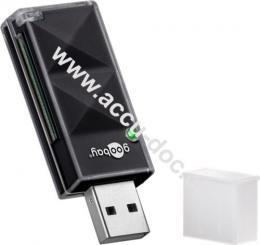 Kartenlesegerät USB 2.0, Schwarz - zum Lesen von Micro SD-und SD-Speicherkartenformaten 