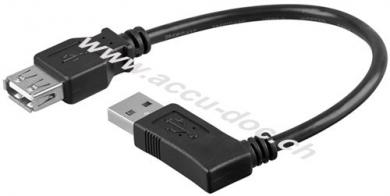 USB 2.0 Hi-Speed-Verlängerungskabel 90°, schwarz, 0.3 m - USB 2.0-Buchse (Typ A) > USB 2.0-Stecker (Typ A) 90° 
