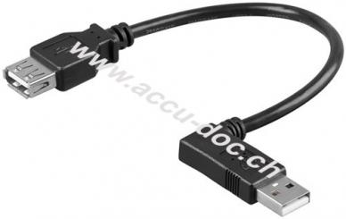 USB 2.0 Hi-Speed-Verlängerungskabel 90°, 0.3 m, Schwarz - USB 2.0-Buchse (Typ A) > USB 2.0-Stecker (Typ A) 90° 