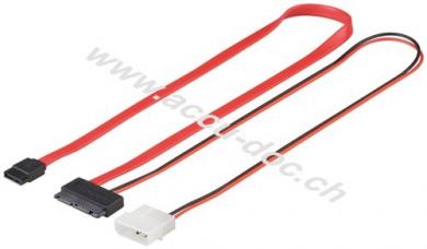 HDD S-ATA Micro Kabel 1.5 GBits / 3 GBits  2in1, 0.5 m - Micro-SATA Stecker > SATA L-Typ Stecker 