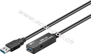 Aktives USB 3.0 Verlängerungskabel, Schwarz, 5 m - USB 3.0-Stecker (Typ A) > USB 3.0-Buchse (Typ A) 