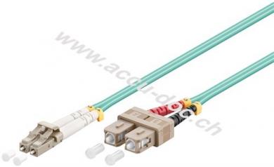 LWL Kabel, Multimode (OM3) Aqua, 0.5 m, Türkis - LC-Stecker (UPC) > SC-Stecker (UPC) 