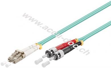 LWL Kabel, Multimode (OM3) Aqua, 1 m, Türkis - LC-Stecker (UPC) > ST-Stecker (UPC) 
