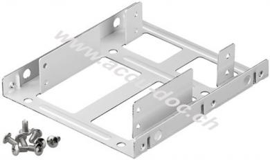 2,5 Zoll-Festplatten-Einbaurahmen auf 3,5 Zoll - 2-fach, Silber - geeignet für den Einbau von bis zu zwei 2,5 Zoll-Festplatten in einen 3,5 Zoll-Gehäuseschacht 