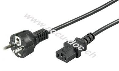 Kaltgeräte-Anschlusskabel, 3 m, Schwarz, 3 m - Schutzkontaktstecker (Typ F, CEE 7/7) > Gerätebuchse C13 (Kaltgeräteanschluss) 