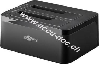 SATA HDD Dual Festplatten Docking Station, Schwarz - zum Anschluss an den PC über SuperSpeed USB 3.0 