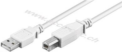 USB 2.0 Hi-Speed Kabel, Weiß, 5 m - USB 2.0-Stecker (Typ A) > USB 2.0-Stecker (Typ B) 