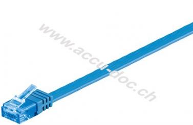 CAT 6A Flach-Patchkabel, U/UTP, blau, 0.5 m - Kupferleiter (CU) 