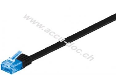 CAT 6A Flach-Patchkabel, U/UTP, schwarz, 15 m - Kupferleiter (CU) 