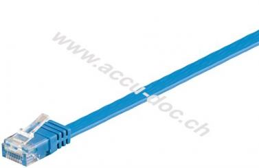 CAT 6 Flach-Patchkabel, U/UTP, blau, 0.5 m - Kupferleiter (CU) 