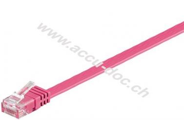 CAT 6 Flach-Patchkabel, U/UTP, Magenta, 0.5 m - Kupfermaterial 