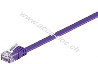 CAT 6 Flach-Patchkabel, U/UTP, Violett, 0.5 m - Kupfermaterial 