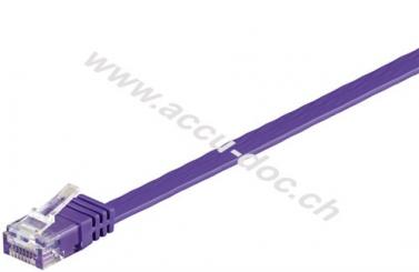 CAT 6 Flach-Patchkabel, U/UTP, violett, 2 m - Kupferleiter (CU) 
