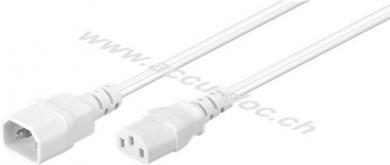 Kaltgeräte Verlängerungkabel, 0,5 m, Weiß, 0.5 m - Gerätestecker C14 (Kaltgeräteanschluss) > Gerätebuchse C13 (Kaltgeräteanschluss) 