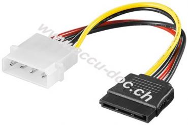 PC Stromkabel/Stromadapter, 5.25 Stecker zu SATA, 0.13 m - 4-pol. 5,25-Powerstecker > 15-pol. S-ATA 