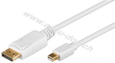 Mini DisplayPort Adapterkabel 1.2, vergoldet, 1 m, Weiß - Mini DisplayPort-Stecker > DisplayPort-Stecker 