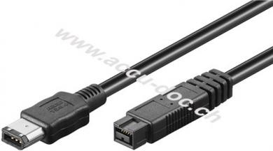 FireWire™ 800 Adapterkabel, 9 Pin zu 6 Pin, IEEE1394b, 1.8 m, Schwarz - FireWire 800 Stecker (9-Pin) > FireWire 400 Stecker (6-Pin) 