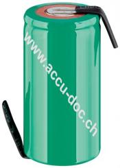 Sub-C, 3000 mAh, Lötfahne (Z) Akku, 1 Stk. unverpackt, Flat-Top PVC 1Z - Nickel-Metallhydrid Akku (NiMH), 1,2 V, PVC, Lötfahne (Z) 